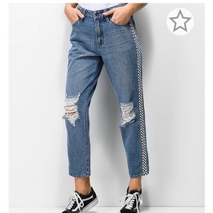 Empyre Checkrboard Light Wash Mom Jeans